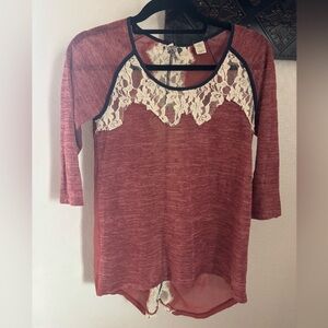 Gimmicks by BKE Pink Asymmetrical Embellished Blouse